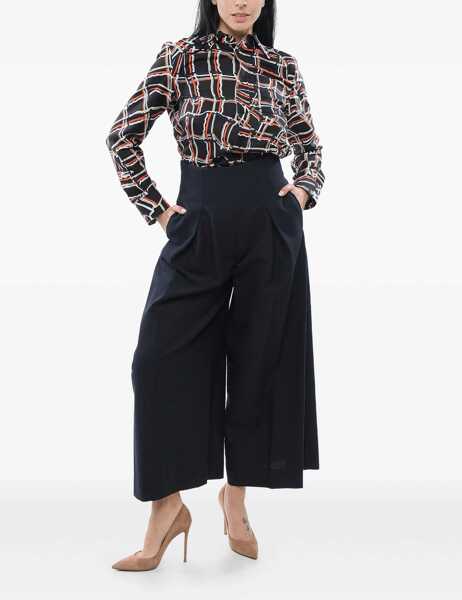 Pantaloni casual Armani Emporio Embroidered Wide-Leg Pants Blue Femei (BM 17539057) 2
