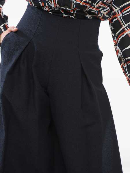 Pantaloni casual Armani Emporio Embroidered Wide-Leg Pants Blue Femei (BM 17539057) 4