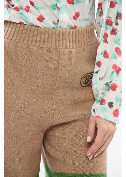 Pantaloni scurti Gucci Iconic Banded Knitted Shorts With Embroidered Logo Beige Femei (BM 17539069) 3