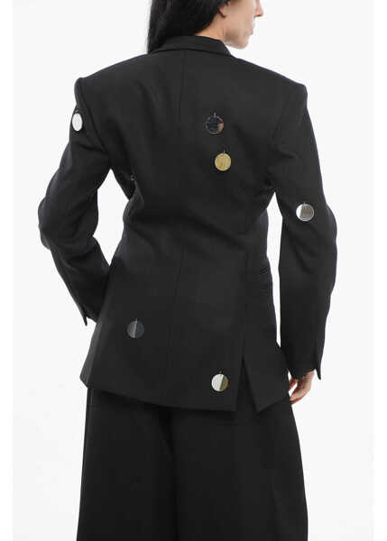 Sacouri DAVID KOMA Wool Peak Lapel Blazer With Mirrors Black Femei (BM 17539075) 2