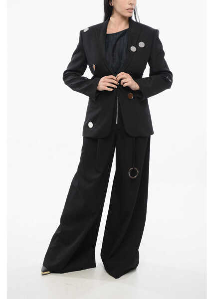 Sacouri DAVID KOMA Wool Peak Lapel Blazer With Mirrors Black Femei (BM 17539075) 4