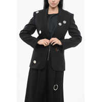Sacouri Wool Peak Lapel Blazer With Mirrors Femei
