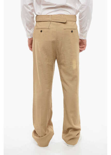 Pantaloni casual Dries Van Noten 4-Pocketed Straight Fit Pants With Belt Beige Barbati (BM 17539105) 2
