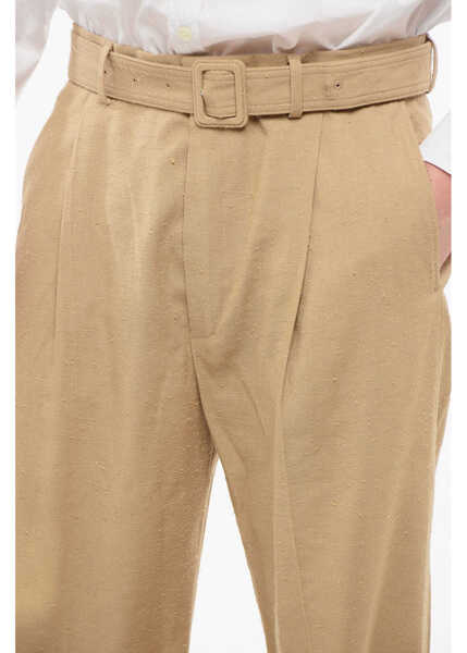 Pantaloni casual Dries Van Noten 4-Pocketed Straight Fit Pants With Belt Beige Barbati (BM 17539105) 3
