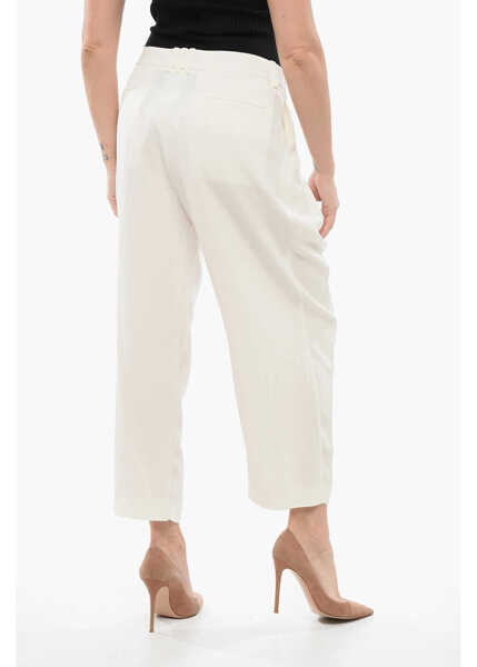 Pantaloni casual Balmain Single-Pleated Viscose Tapered Fit Pants White Femei (BM 17539120) 2