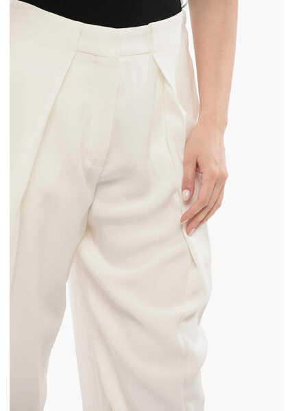 Pantaloni casual Balmain Single-Pleated Viscose Tapered Fit Pants White Femei (BM 17539120) 3