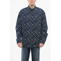 Camasi casual Button-Down Printed Cotton Shirt With Monogram Pattern Barbati