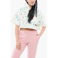 Bluze de trening Short-Sleeved Splash Cropped Fit Hoodie Femei