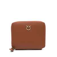 Portofele Pinko Brown Wallet With Love Birds Logo On The Front In Leather Woman