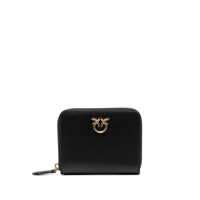 Portofele Pinko Black Zip-Around Wallet With Love Birds Detail In Leather Woman