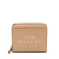 Portofele 'Mini Compact' Beige Wallet With Embossed Logo In Hammered Leather Woman Femei