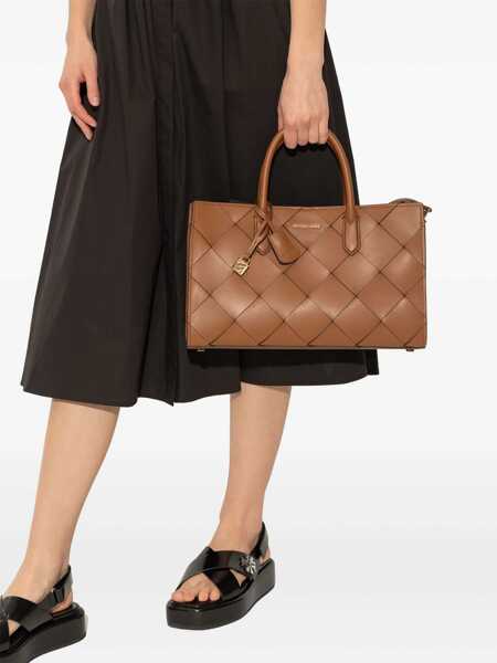Genti de mana Michael Kors Scarlett Medium Brown Handbag With Braided Design And Top Shoulder Strap In Leather Woman BROWN Femei (BM 17540469) 2