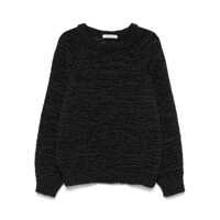 Pulovere Black Crewneck Sweater With Ribbed Trims In Tech Fabric Woman Femei