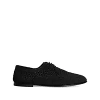 Pantofi eleganti Black Lace-Up Shoes With Woven Design In Fabric Man Barbati