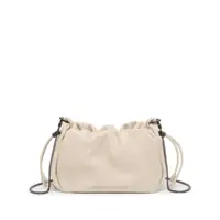 Genti de umar 'Mellow' Beige Crossbody Bag With Drawstring Closure And Chain Shoulder Strap In Leather Woman Femei