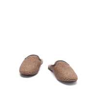Balerini Brunello Cucinelli Dama - Balerini Brunello Cucinelli Brown Slip-On Sandals With Woven Design And Suede Lining In Cotton Blend Woman BROWN Femei (BM 17543418) - B-mall.ro
