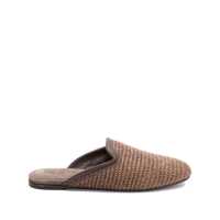 Balerini Brown Slip-On Sandals With Woven Design And Suede Lining In Cotton Blend Woman Femei