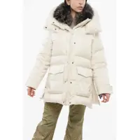 Geci de iarna Army Quilted Down Jacket With Fur Femei