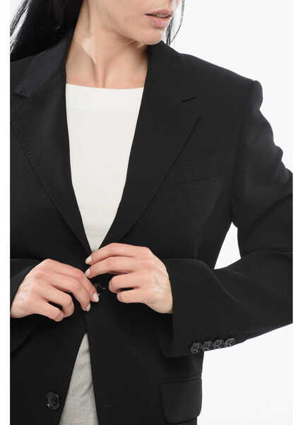Sacouri AMI ALEXANDRE MATTIUSSI Virgin Wool Blazer With Flap Pockets Black Femei (BM 17544310) 3