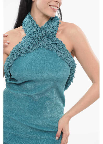 Rochii scurte Bottega Veneta Lurex Halterneck Dress Blue Femei (BM 17544316) 3