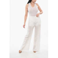 Pantaloni casual Chloe Dama - Pantaloni casual Chloe Ramie Wide Leg Pants White Femei (BM 17544346) - B-mall.ro