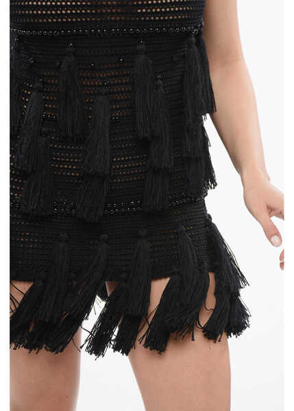 Rochii scurte Dries Van Noten Crochet Plume Dress Black Femei (BM 17544349) 3