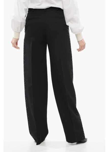 Pantaloni office THE ATTICO Jagger Wide-Leg Pants With Rhinestones Black Femei (BM 17544352) 2