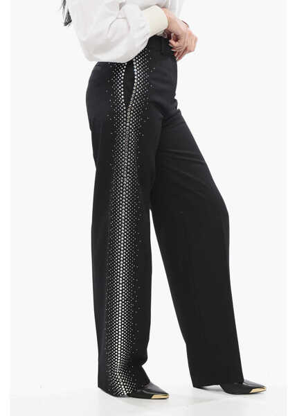 Pantaloni office THE ATTICO Jagger Wide-Leg Pants With Rhinestones Black Femei (BM 17544352) 3