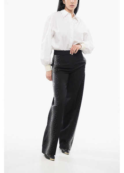Pantaloni office THE ATTICO Jagger Wide-Leg Pants With Rhinestones Black Femei (BM 17544352) 4