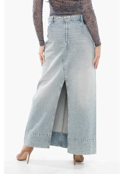 Fuste lungi SPORTMAX Light-Washed Denim Piavade Skirt Blue Femei (BM 17544370) 2