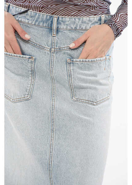 Fuste lungi SPORTMAX Light-Washed Denim Piavade Skirt Blue Femei (BM 17544370) 3