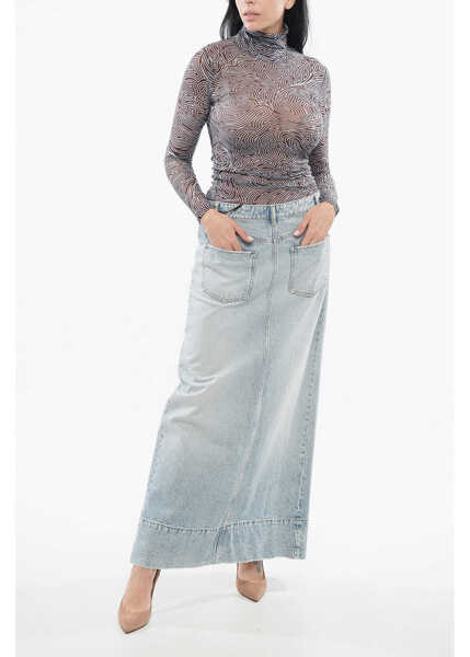 Fuste lungi SPORTMAX Light-Washed Denim Piavade Skirt Blue Femei (BM 17544370) 4