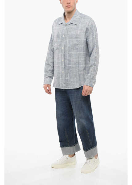 Camasi casual 1989 STUDIO Tweed Shirt With Back Printed Logo Light Blue Barbati (BM 17544469) 4