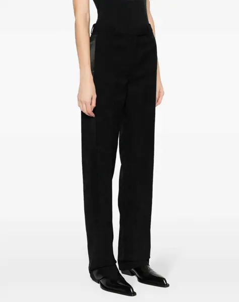 Pantaloni casual Versace Jacquard Wool Pants With Satin Side Bands Black Femei (BM 17544472) 3