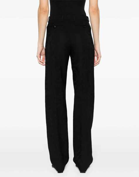 Pantaloni casual Versace Jacquard Wool Pants With Satin Side Bands Black Femei (BM 17544472) 4