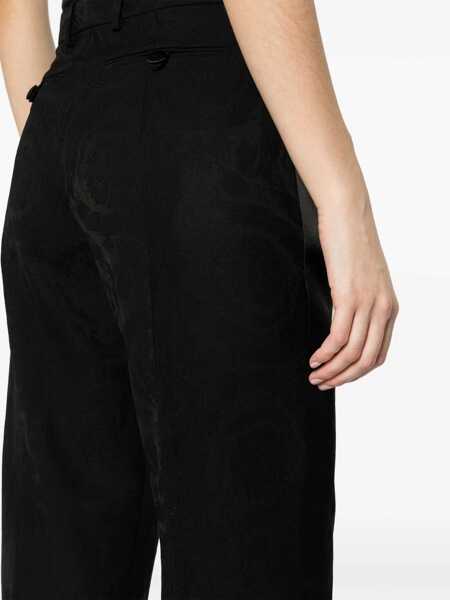 Pantaloni casual Versace Jacquard Wool Pants With Satin Side Bands Black Femei (BM 17544472) 5
