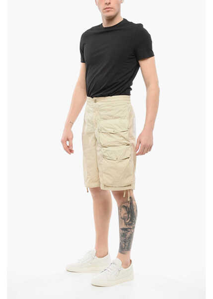 Pantaloni scurti TEN C Solid Color Nylon Cargo Shorts Beige Barbati (BM 17544478) 4