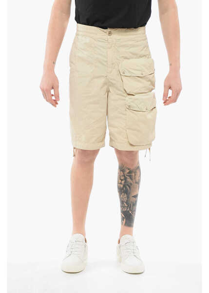 Pantaloni scurti TEN C Solid Color Nylon Cargo Shorts Beige Barbati (BM 17544478) 1