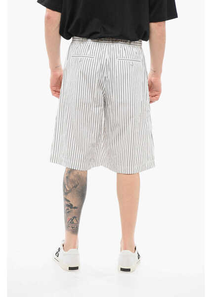 Pantaloni scurti Dolce & Gabbana Pinstriped Cotton Shorts With Sequined Embroideries White Barbati (BM 17544487) 2