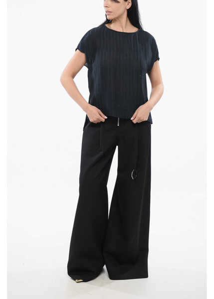 Bluze Armani Emporio Semi Sheer Oversized Top Blue Femei (BM 17544490) 4