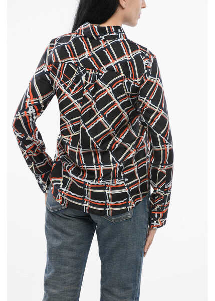 Camasi casual Bottega Veneta Silk Checkered Shirt Multicolor Femei (BM 17544496) 2