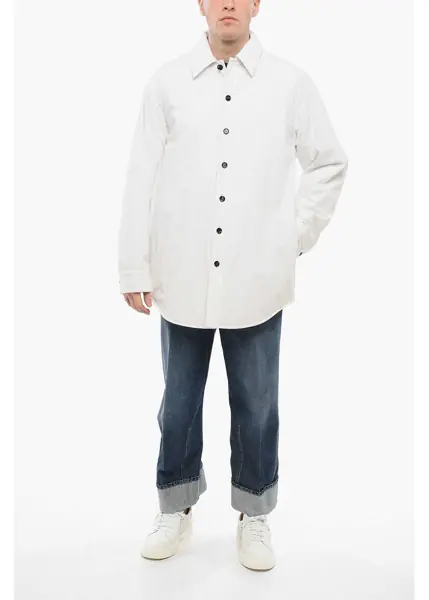 Jachete Bottega Veneta Cotton Quilted Overshirt With Flush Pockets White Barbati (BM 17544505) 4