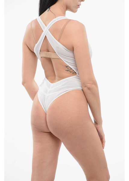 Body-uri Alaa Sheer Bodysuit With Criss-Cross Straps White Femei (BM 17544511) 2