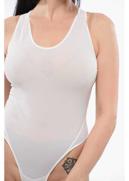 Body-uri Alaa Sheer Bodysuit With Criss-Cross Straps White Femei (BM 17544511) 3