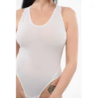 Body-uri Alaïa Dama - Body-uri Alaa Sheer Bodysuit With Criss-Cross Straps White Femei (BM 17544511) - B-mall.ro