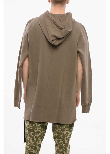 Bluze de trening Rick Owens Drkshdw Cotton Hoodie With Cut-Outs And Raw-Cut Hem Brown Barbati (BM 17544538) 2