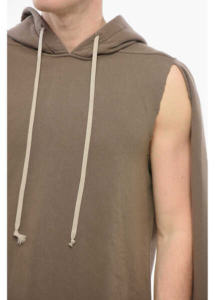 Bluze de trening Rick Owens Drkshdw Cotton Hoodie With Cut-Outs And Raw-Cut Hem Brown Barbati (BM 17544538) 3