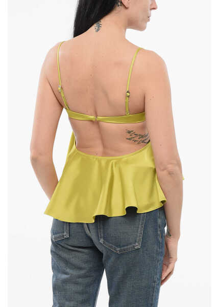 Bluze THE ATTICO Charmeuse Cropped Top With Adjustable Straps Yellow Femei (BM 17544544) 2