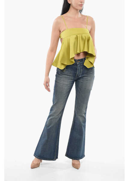 Bluze THE ATTICO Charmeuse Cropped Top With Adjustable Straps Yellow Femei (BM 17544544) 4