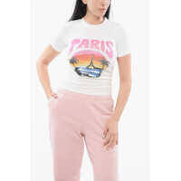 Tricouri Front Printed Paris Slim Fit T-Shirt Femei